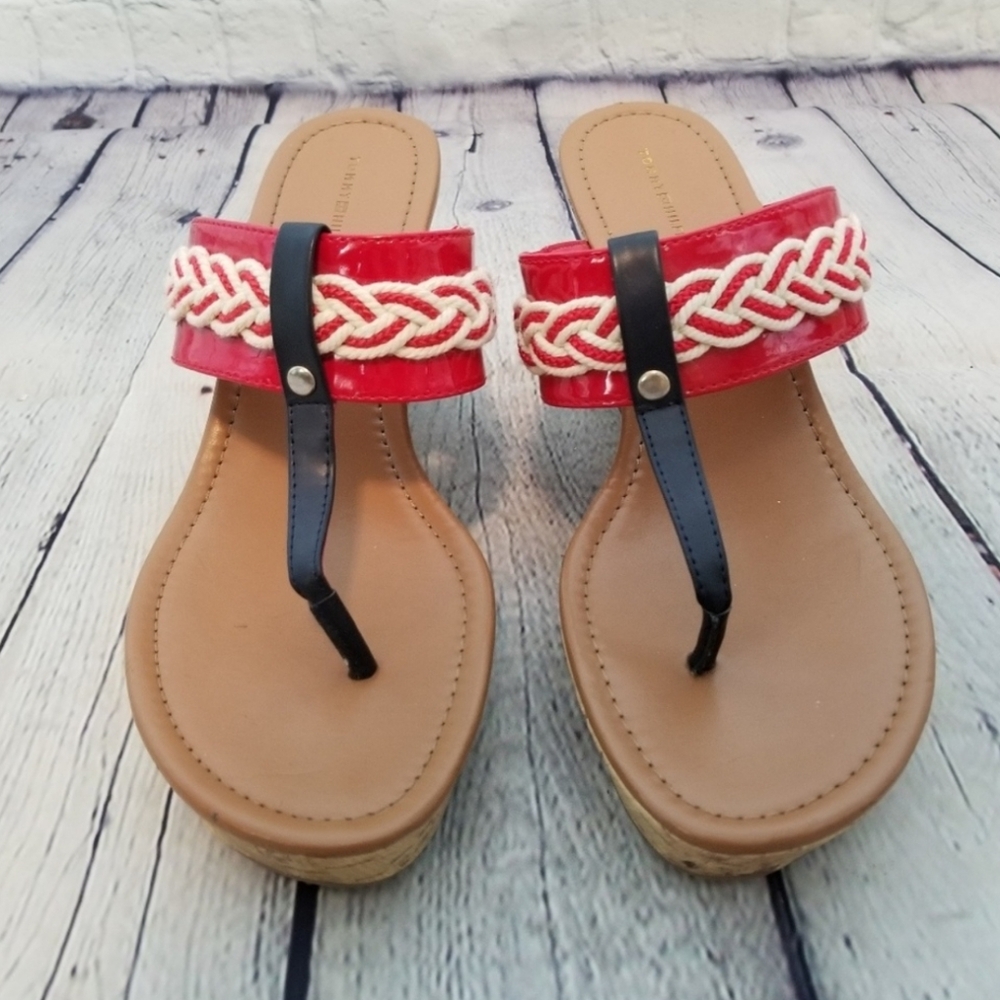 TOMMY HILFIGER Red Wedge Sandals